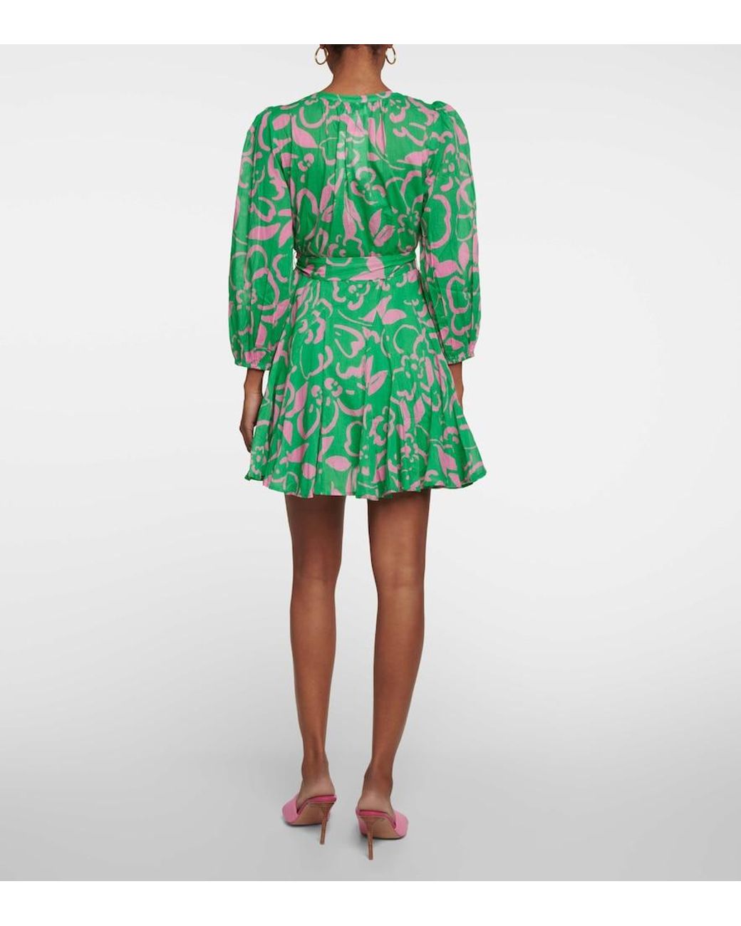 Velvet Green Kiki Belted Floral Cotton Minidress