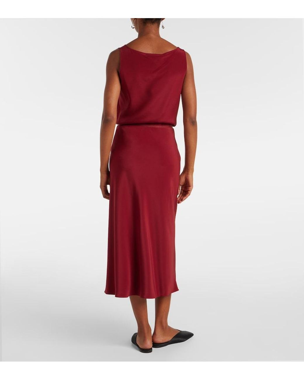 Max Mara Red Borbona Silk-Blend Midi Skirt