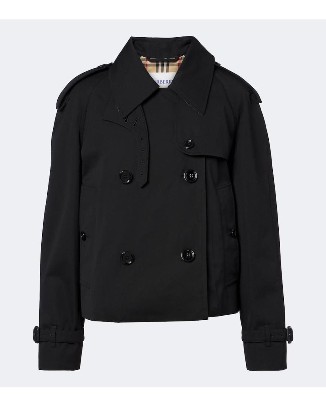 Burberry Black Double-Breasted Cotton Gabardine Jacket