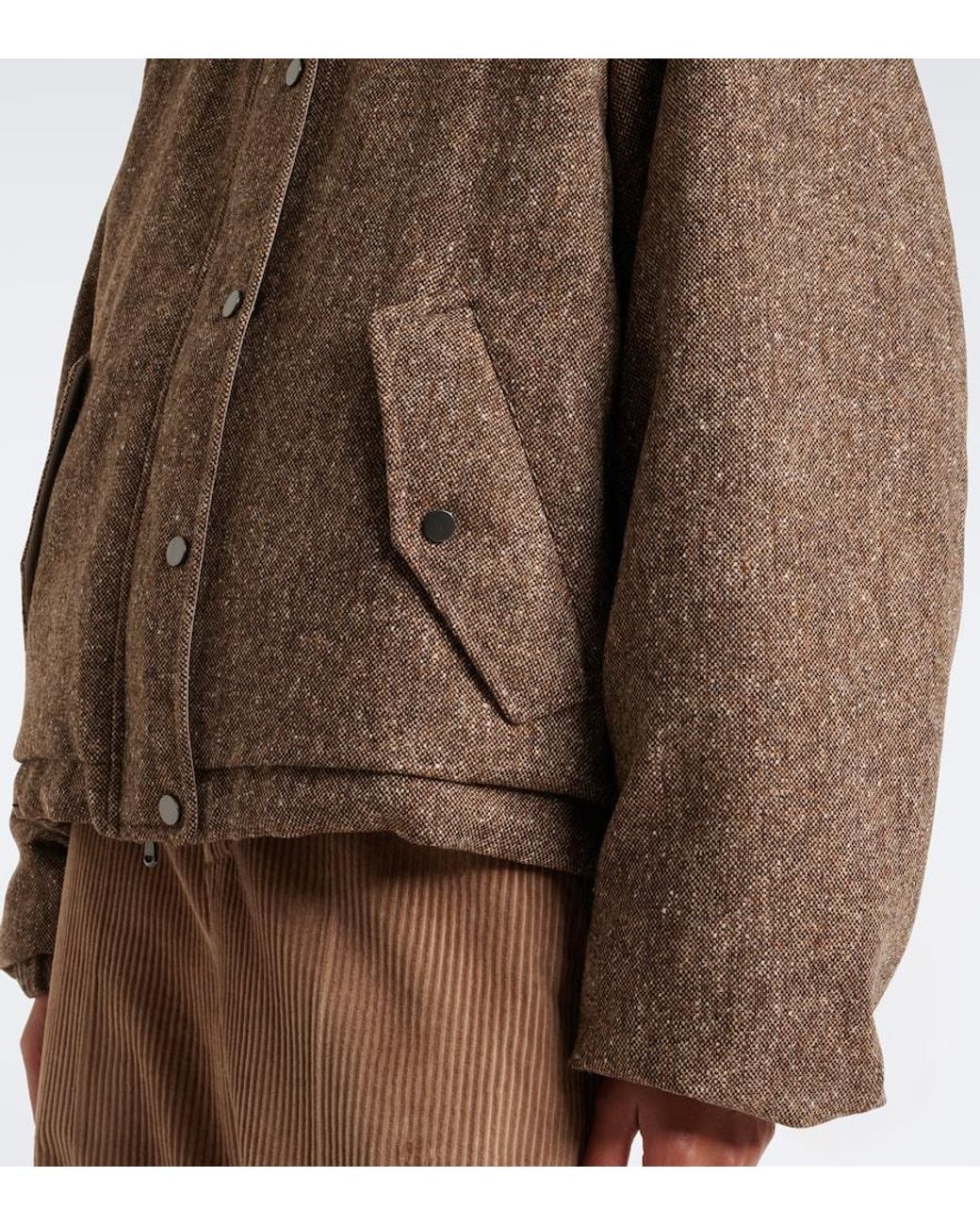 Brunello Cucinelli Brown Hooded Wool-Blend Down Jacket