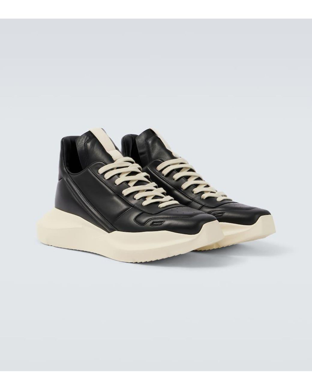 Rick Owens Geth Runner Leather Sneakers in Black for Men | Lyst