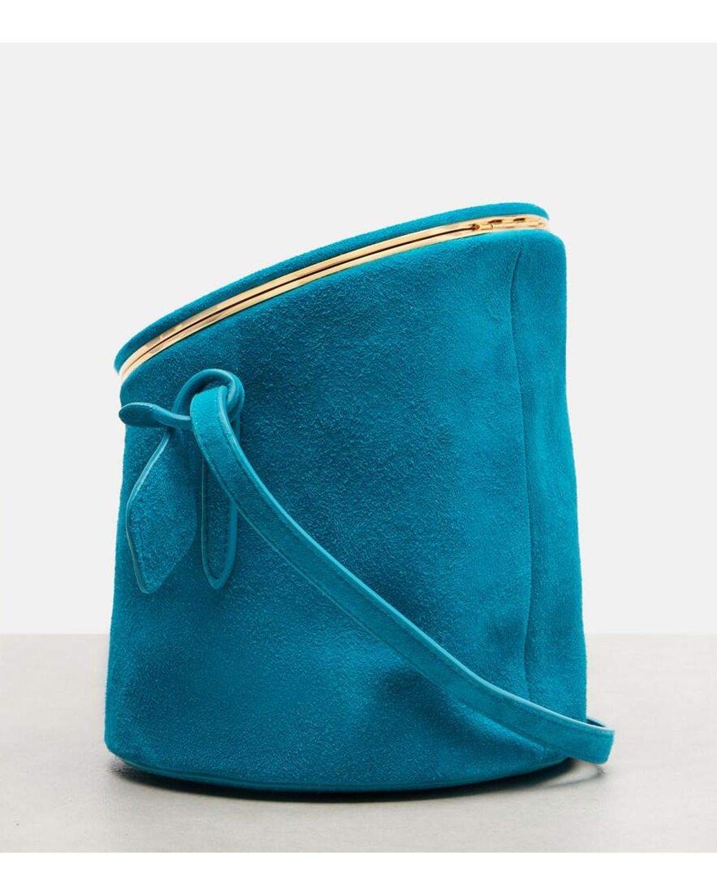 Alaïa Blue La Canette Small Suede Bucket Bag
