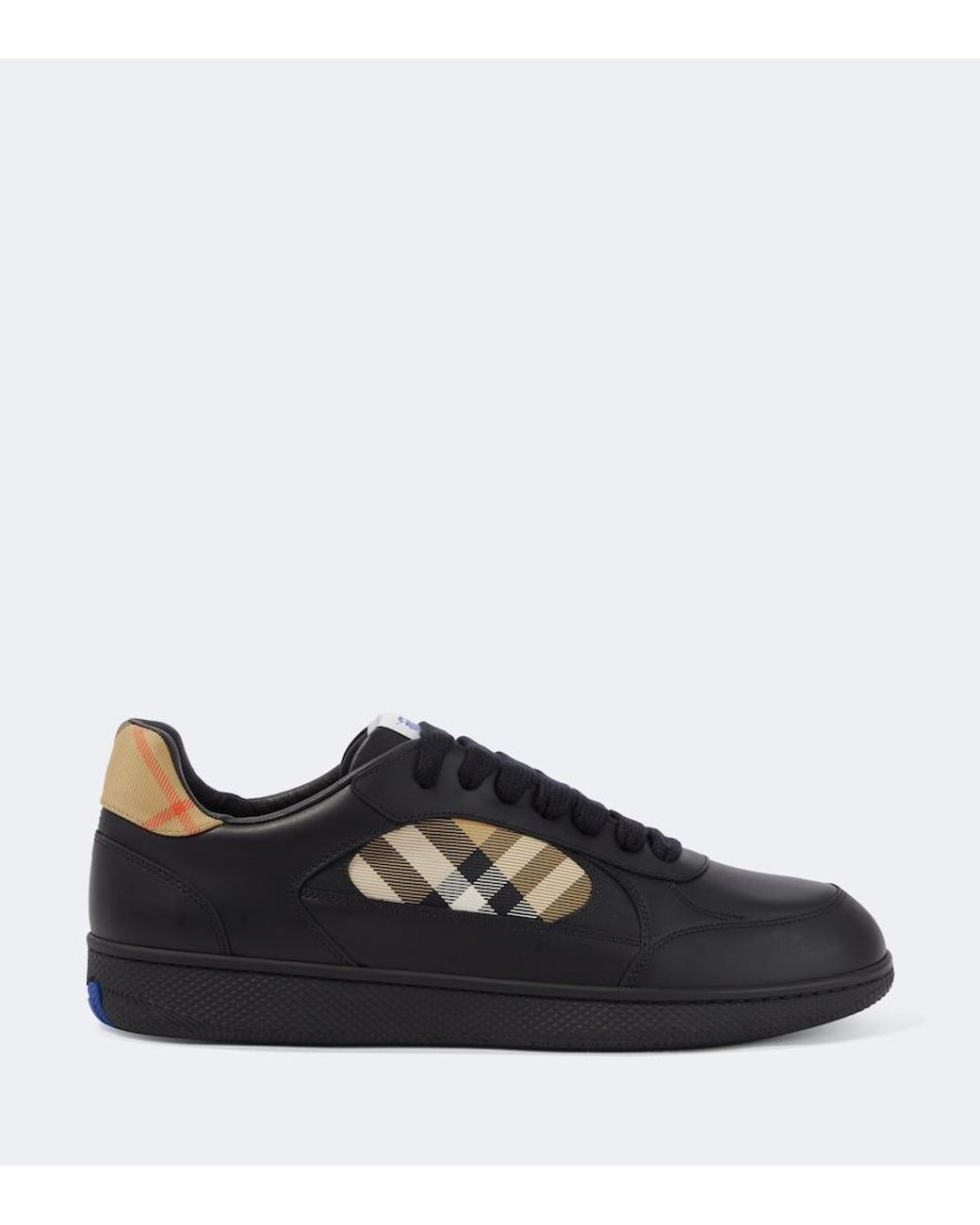 Burberry Black Terrace Check Leather Sneakers for men