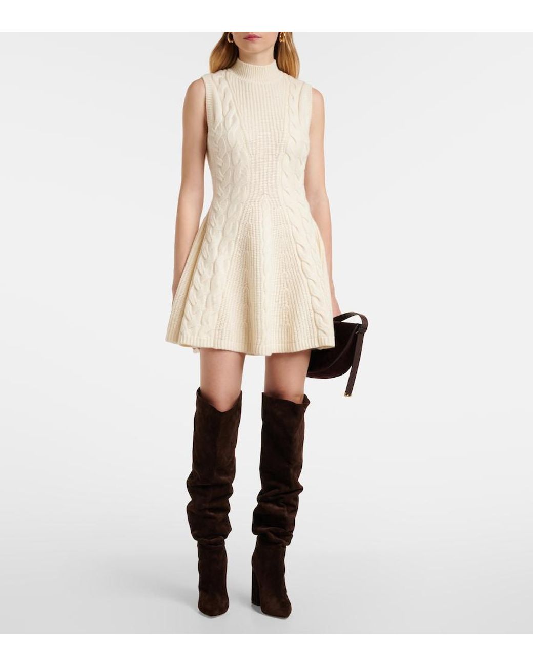 Staud Natural Charade Cable-Knit Wool-Blend Minidress