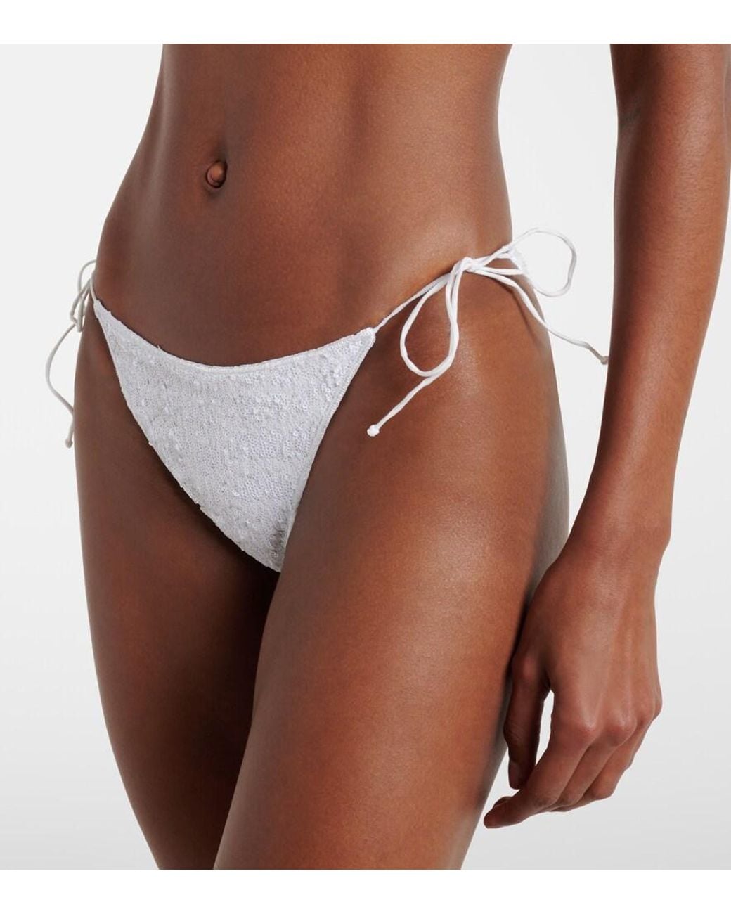Oseree White Bridal Sequined Bikini