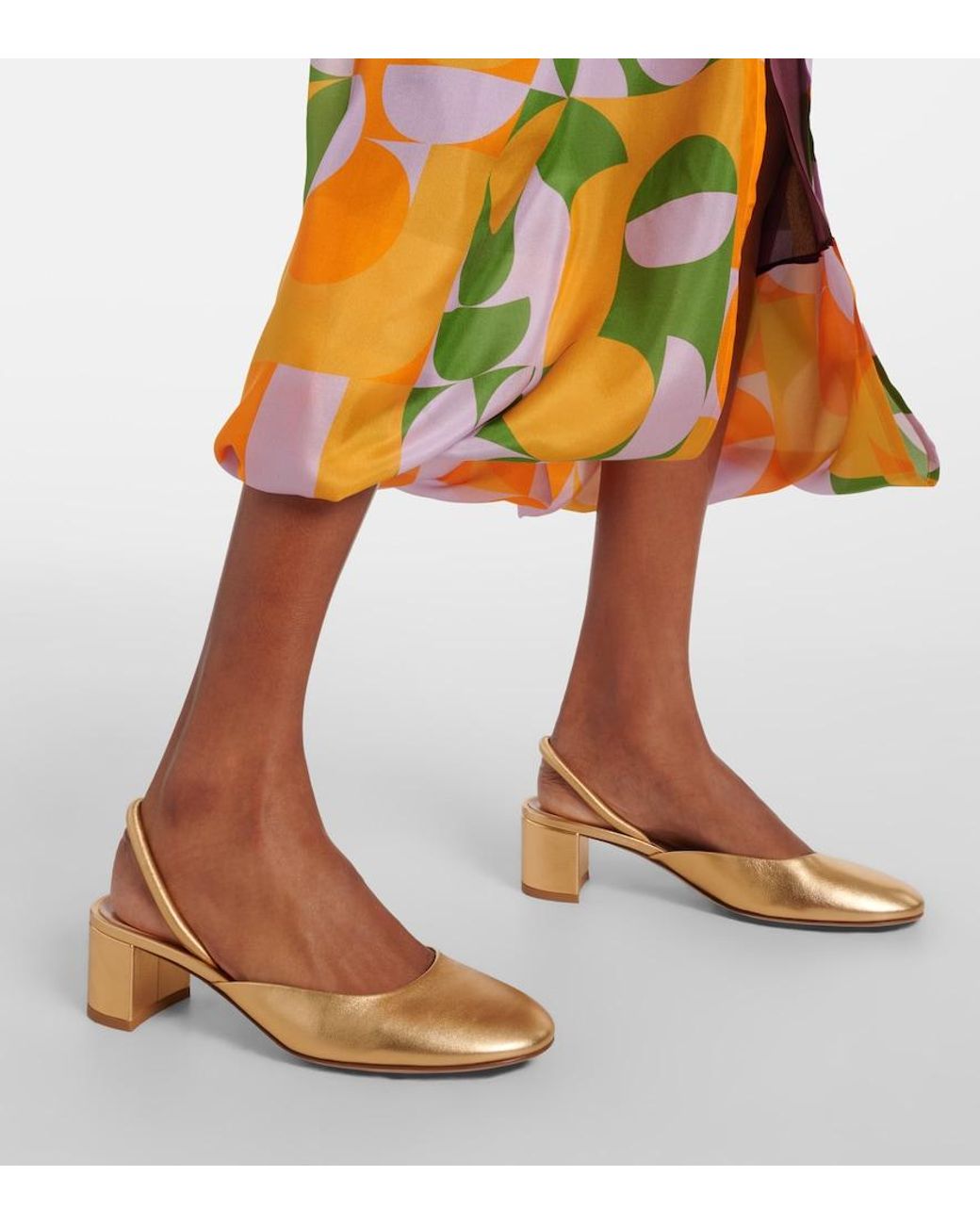 Gianvito Rossi Natural Tivoli 45 Metallic Leather Mules