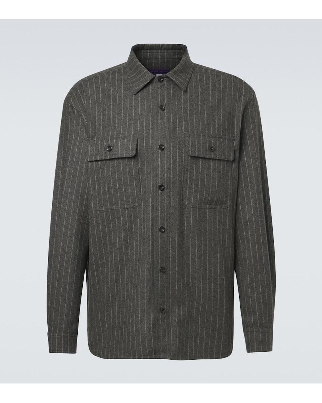 Ralph Lauren Gray Pinstripe Wool Shirt for men