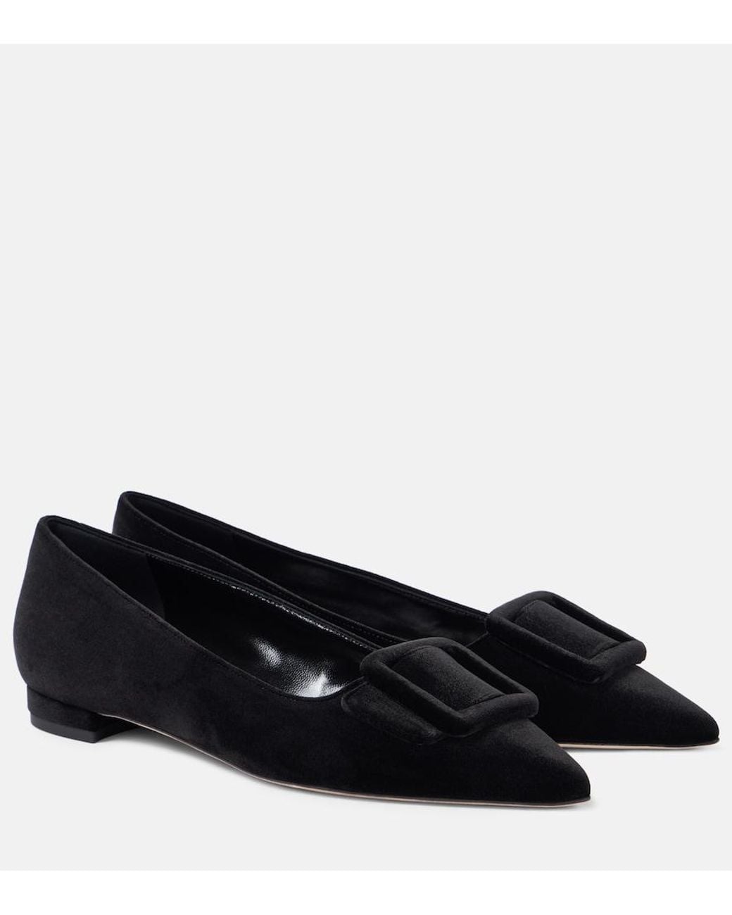 Manolo Blahnik Black Maysalepumpflat Velvet Ballet Flats