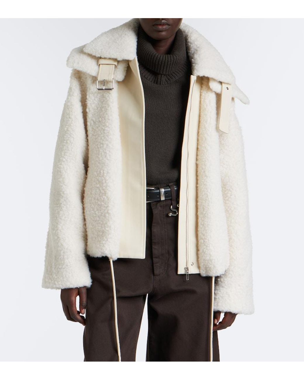 Sportmax Natural Teddy-Trimmed Jacket