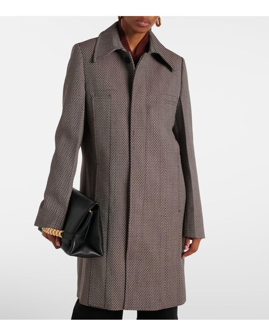 Victoria Beckham Gray Tailored Virgin Wool Coat