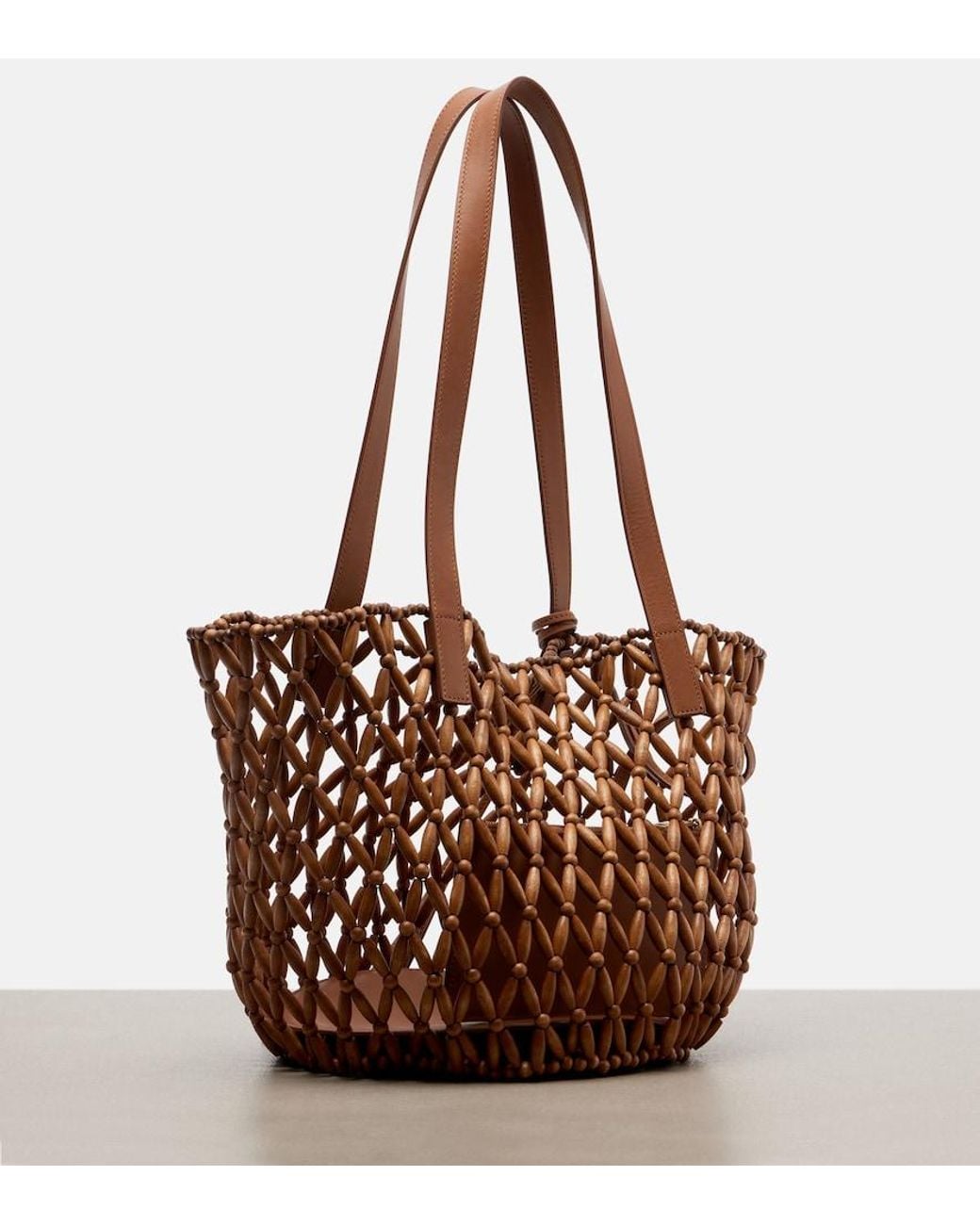 Bolso Cesta Panier Small De Madera Saint Laurent de color Brown