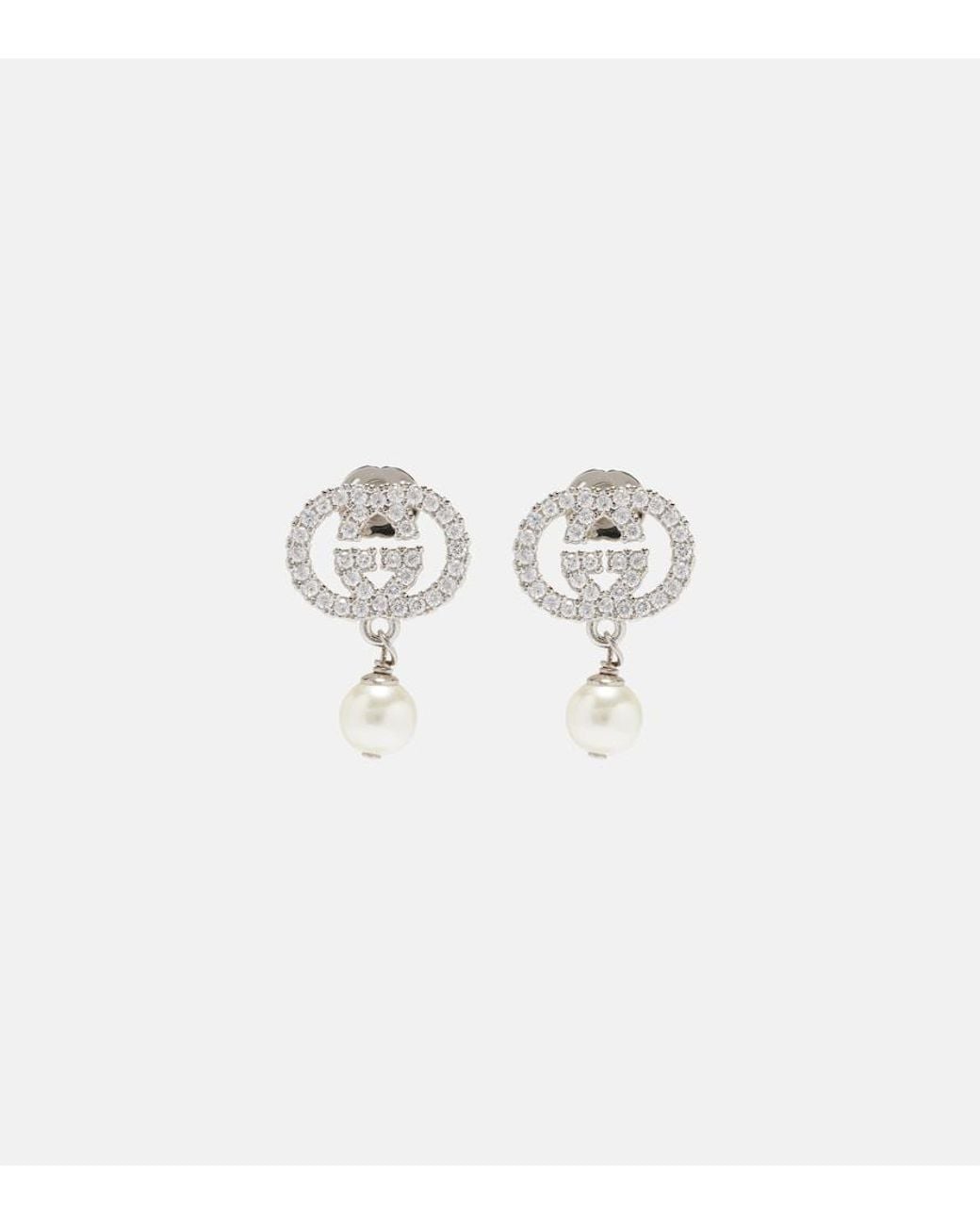 Pendientes Adornados Con Gg Gucci de color White