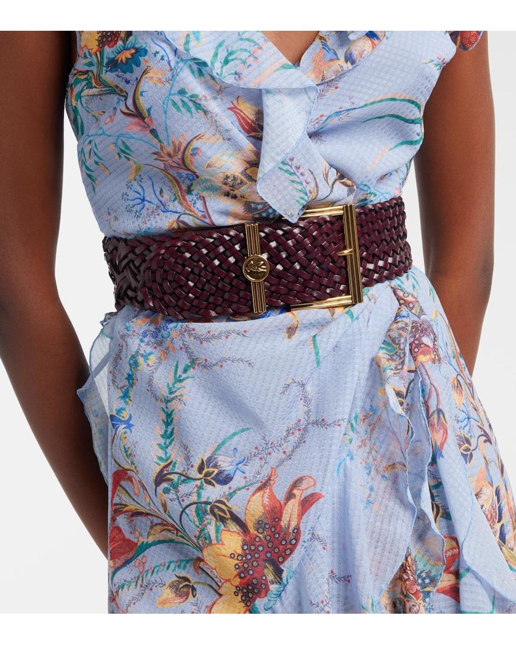 Etro Red Pegaso Woven Leather Belt