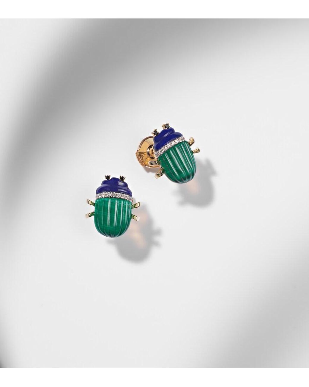 Yvonne Léon Blue Scarabee 9Kt Earrings With Gemstones
