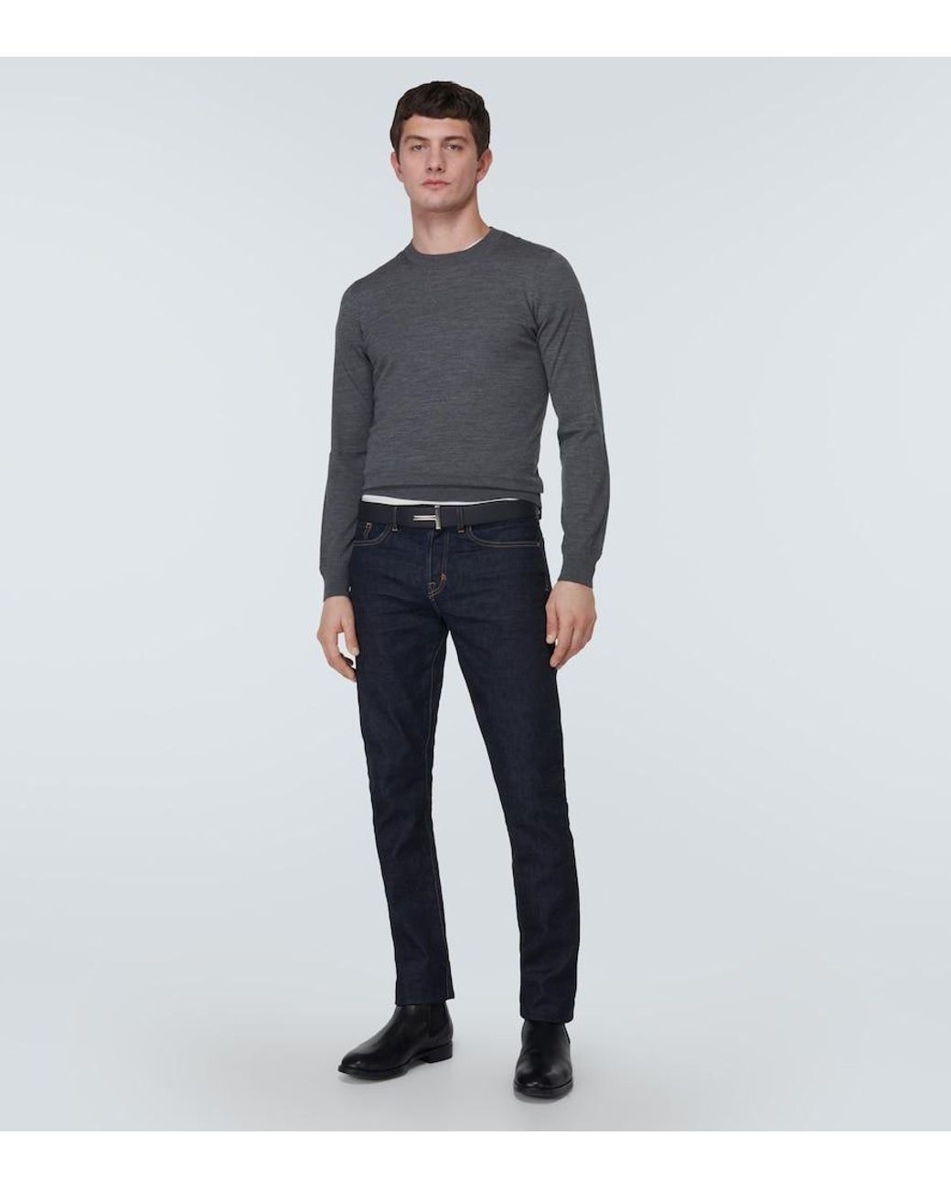 Tom Ford Blue Wool Sweater for men