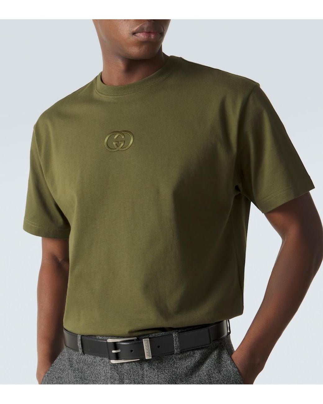 Gucci Green Interlocking G Cotton Jersey T-Shirt for men
