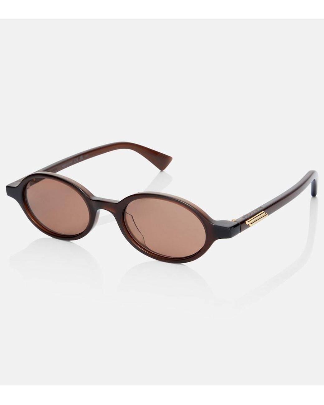 Bottega Veneta Brown Slim Ribbon Oval Sunglasses