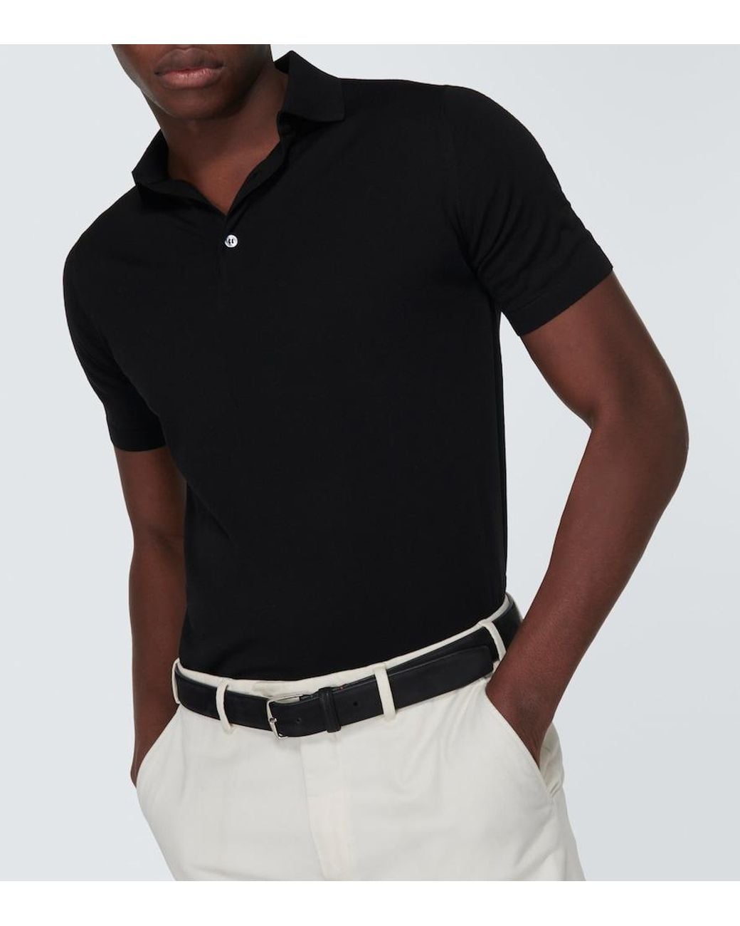 Loro Piana Black Wish Wool Polo Shirt for men