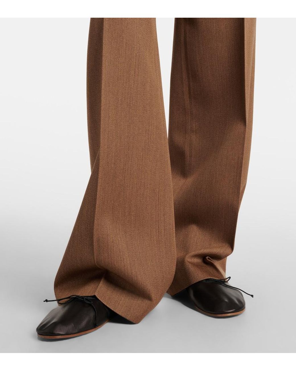 FFORME Brown Agel High-Rise Virgin Wool Wide-Leg Pants