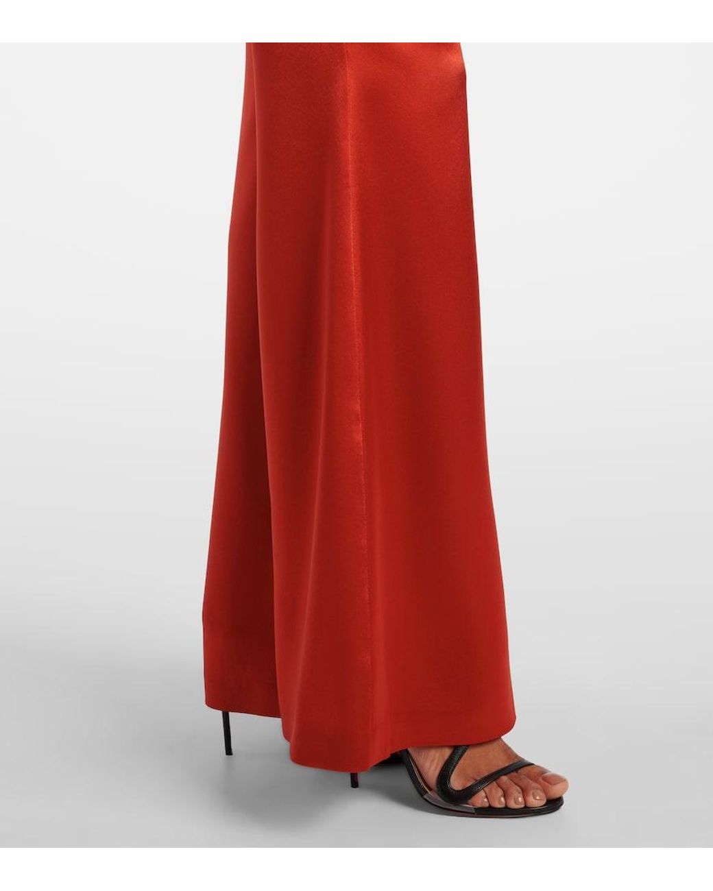 Galvan Red Atruvia Satin Wide-Leg Pants