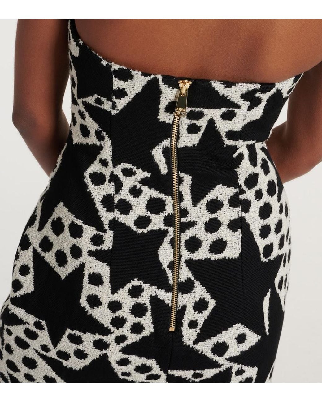 Area Black Jacquard Strapless Cotton-Blend Minidress