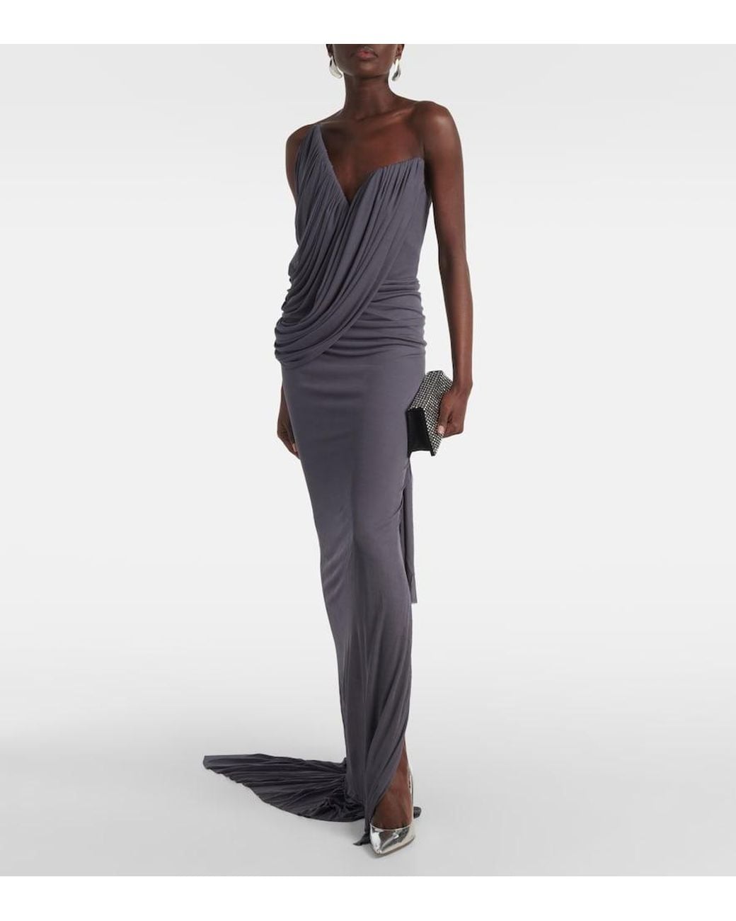 Maticevski Purple Systema Gathered Jersey Gown