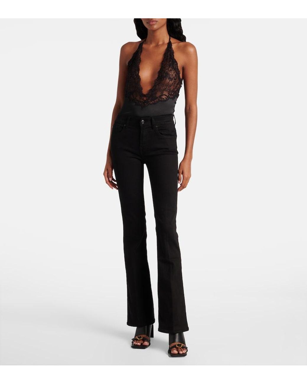 7 For All Mankind Black B(air) Mid-rise Bootcut Jeans