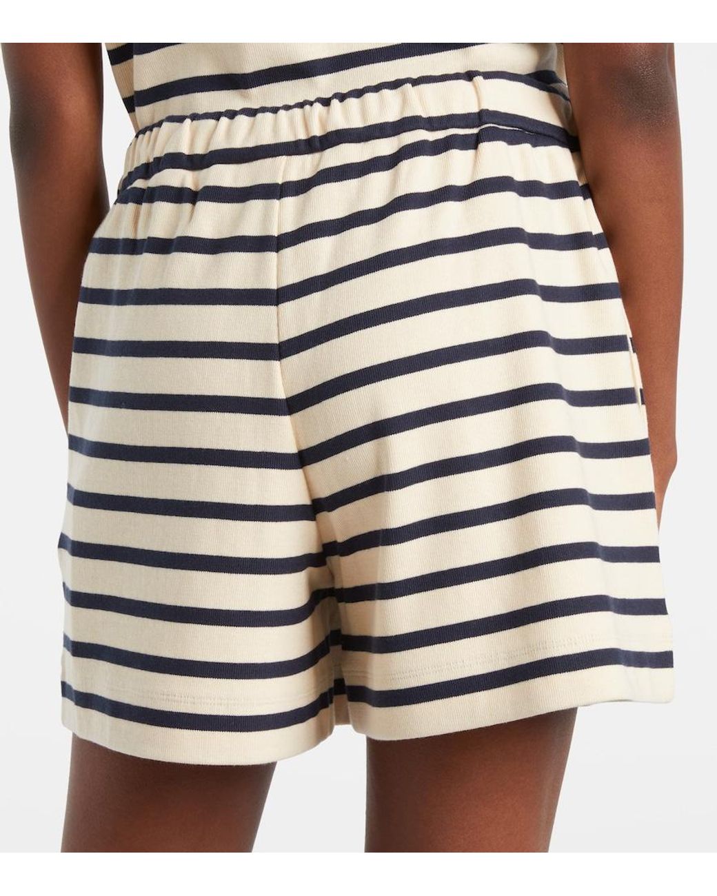 Moncler Blue Striped Cotton Jersey Shorts