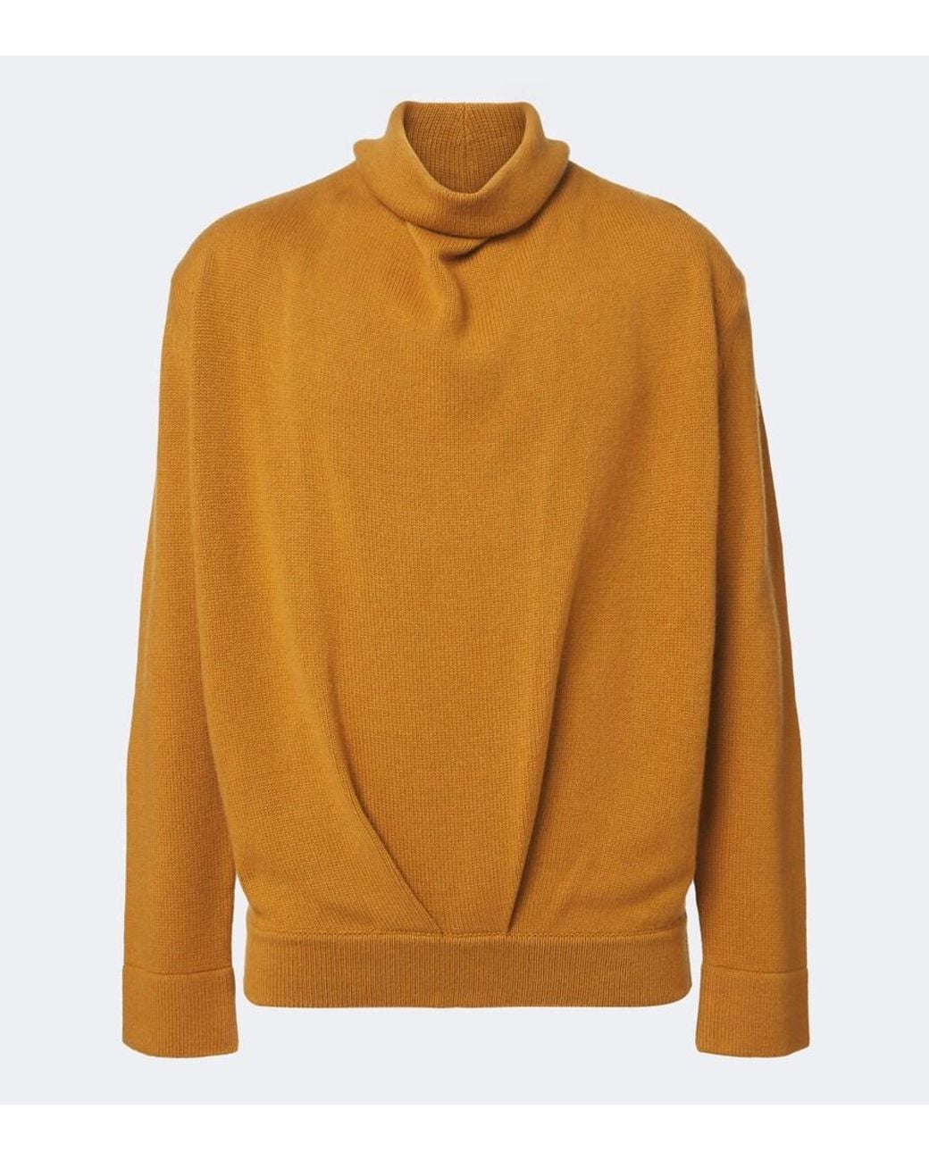 Valentino Garavani Brown Draped Cashmere Turtleneck Sweater for men