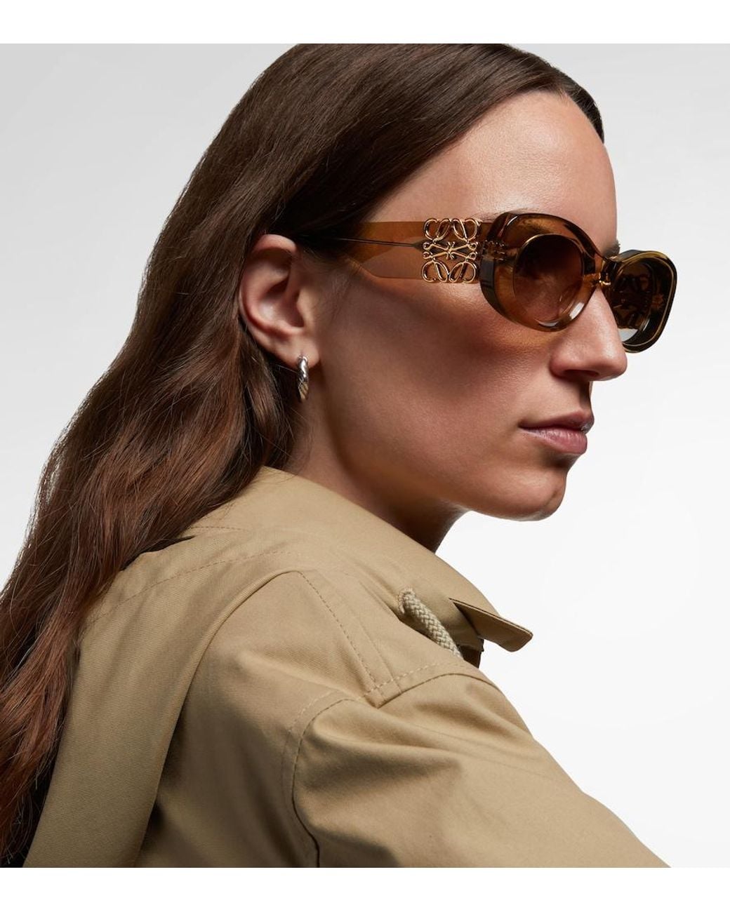 Loewe Brown Anagram Oval Sunglasses