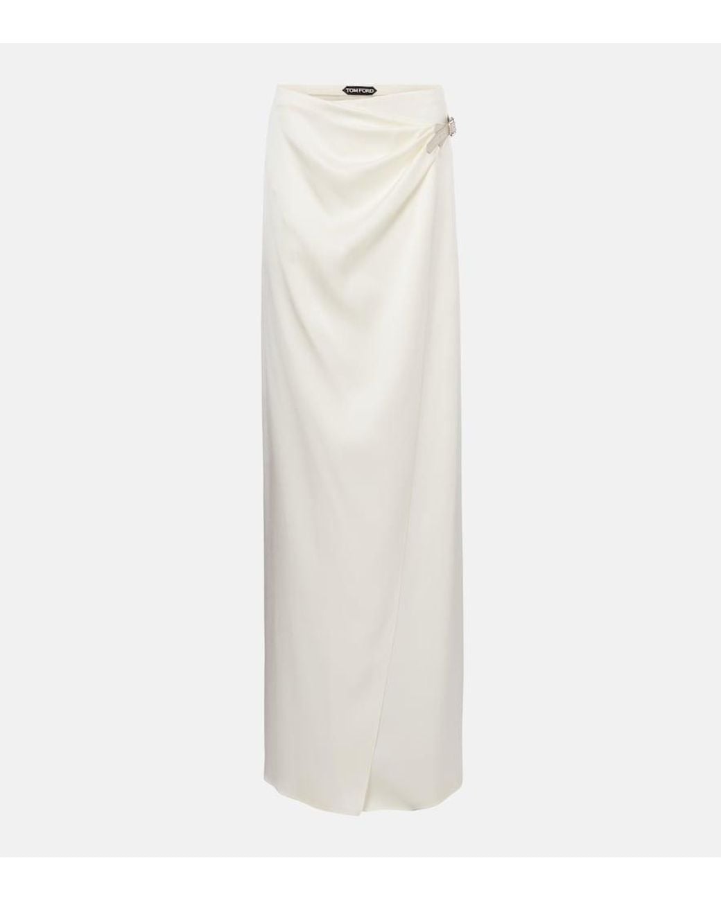 Tom Ford White Silk Satin Wrap Skirt
