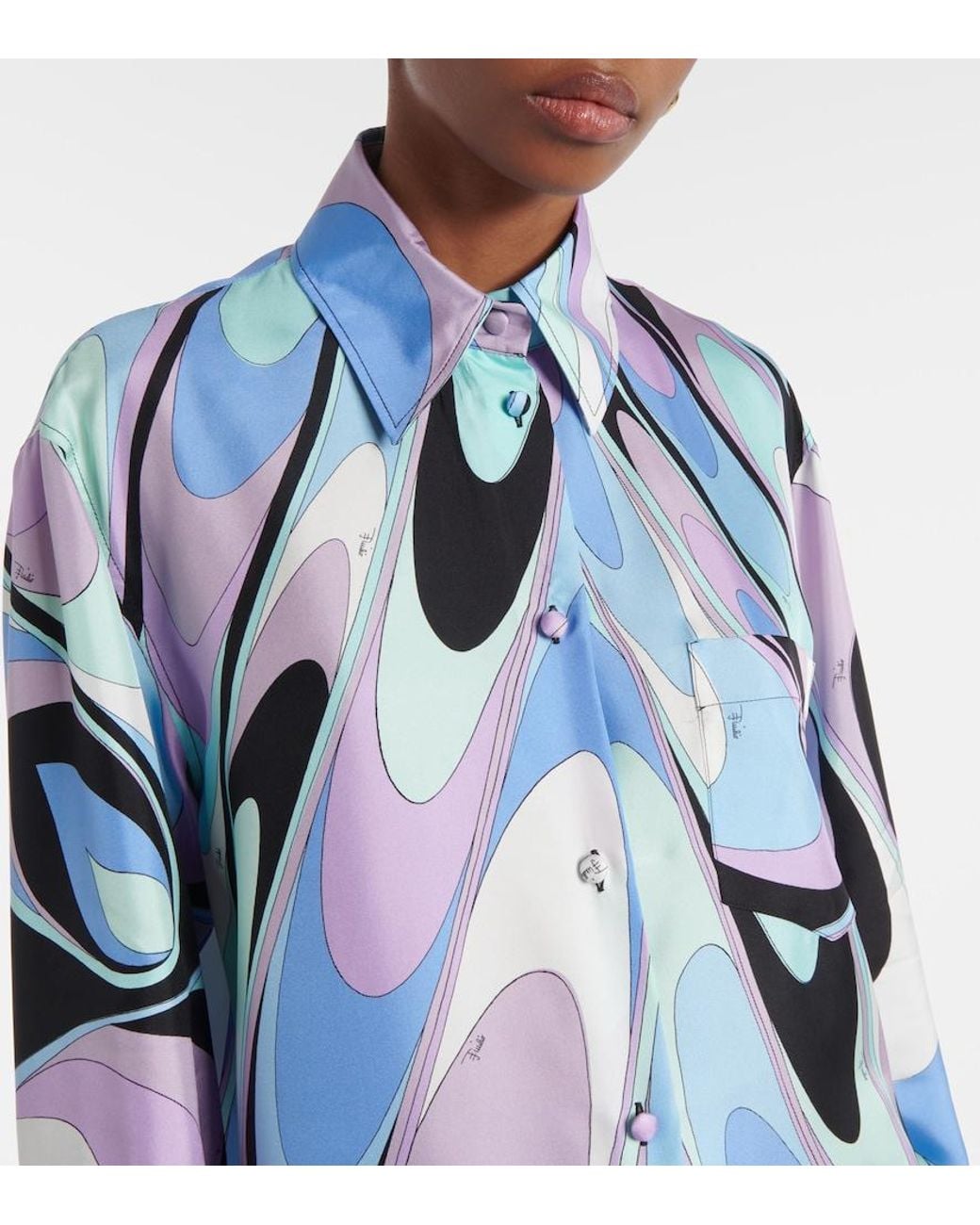 Emilio Pucci Blue Silk Printed Shirt