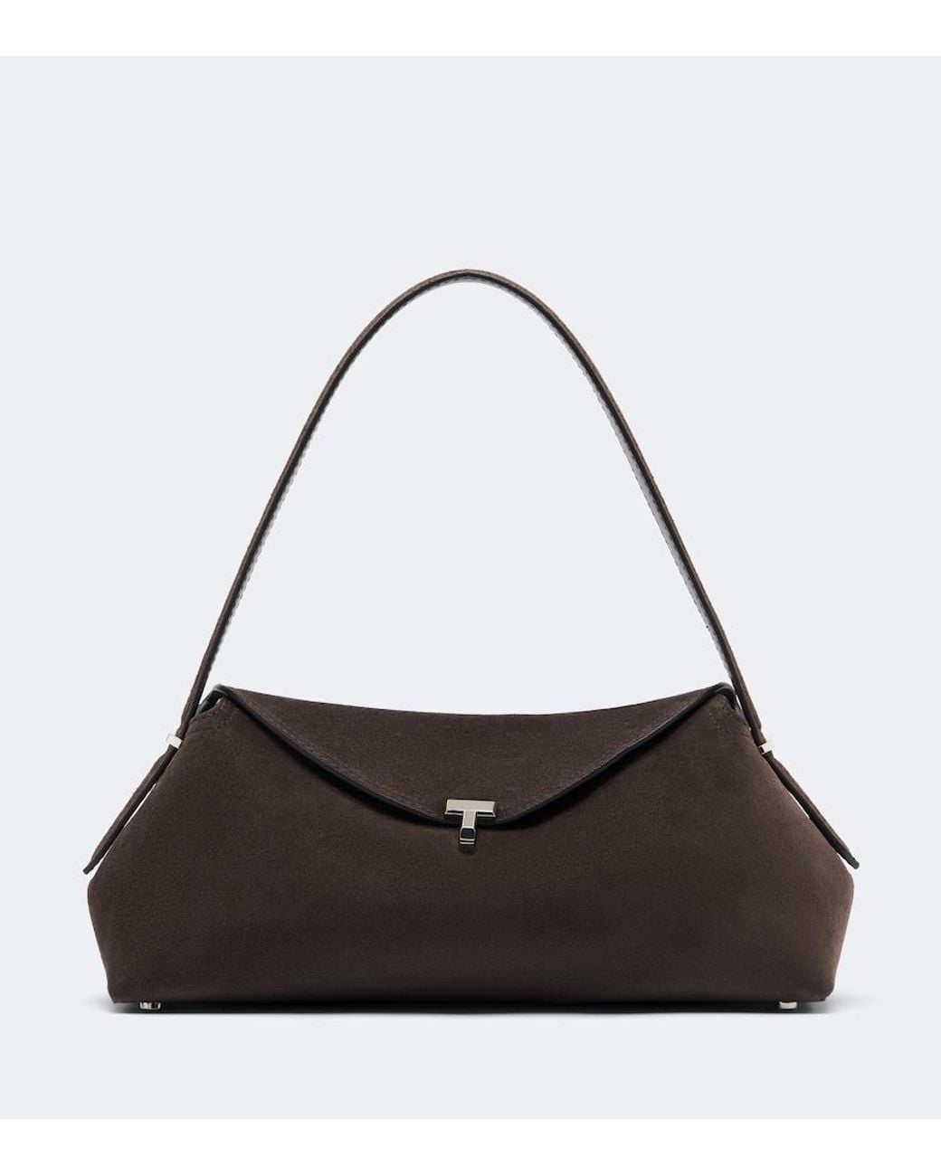 Totême Black T-Lock Medium Suede Shoulder Bag