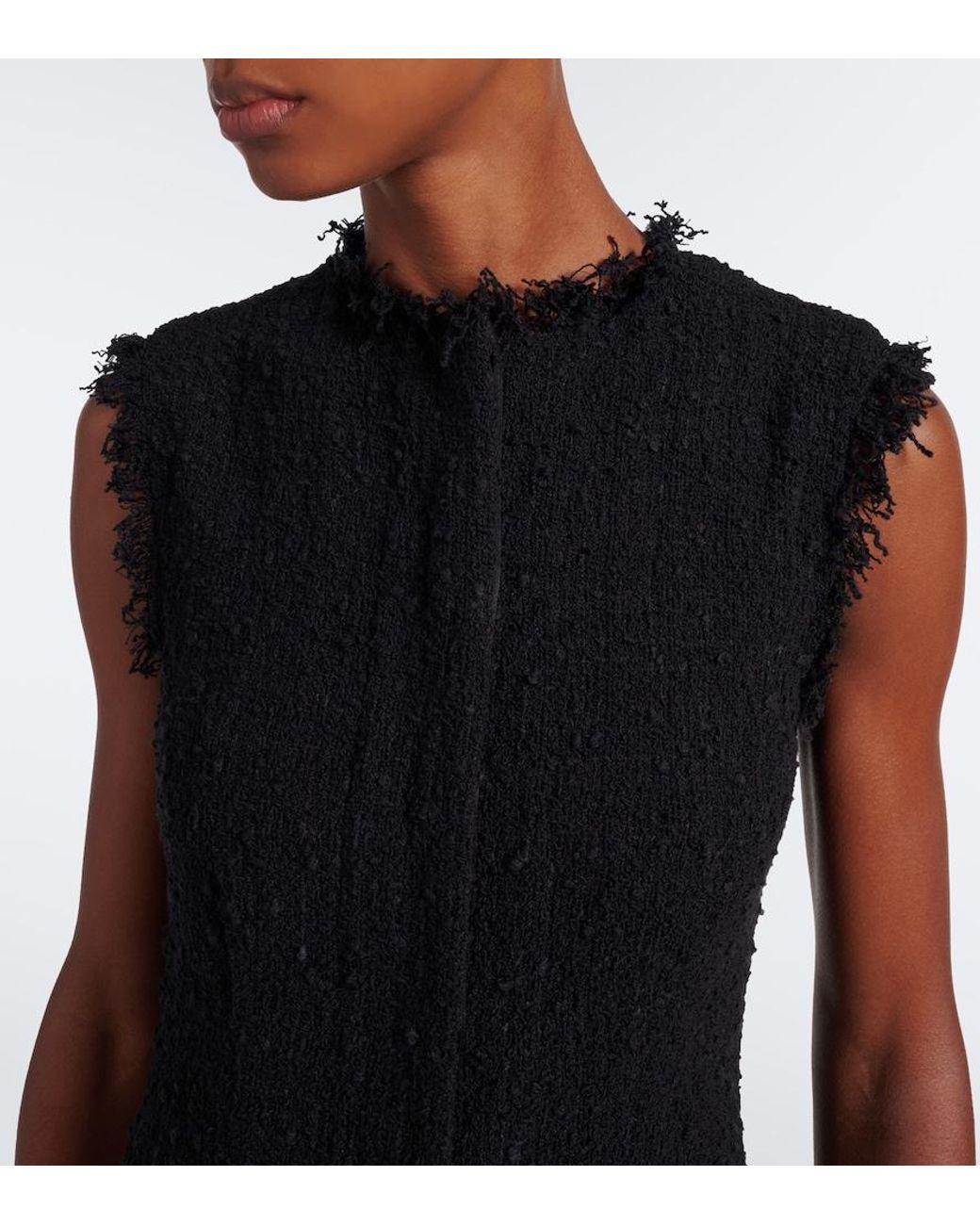 The Row Black Lana Cotton-Blend Tweed Midi Dress