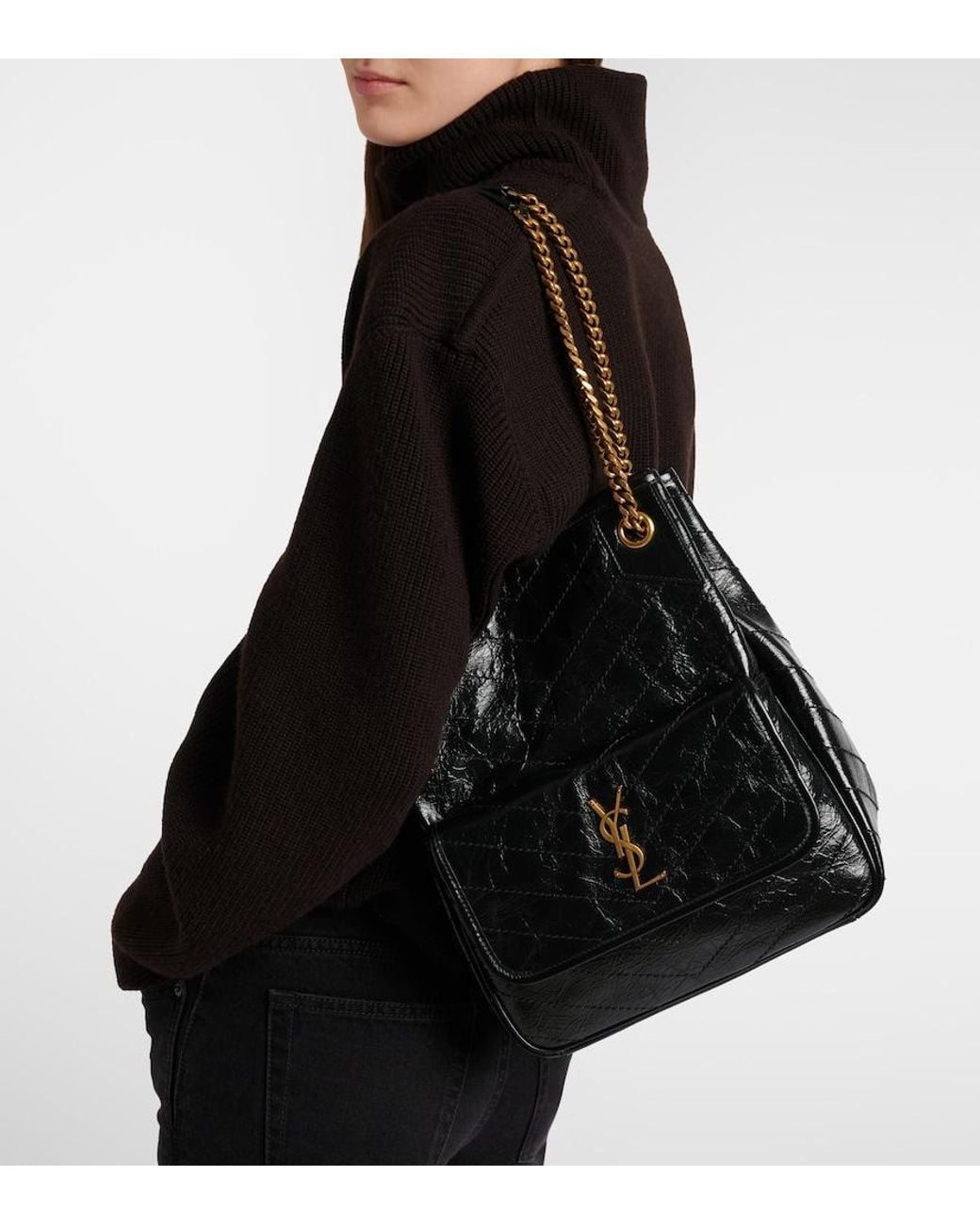 Saint Laurent Black Niki Small Leather Tote Bag