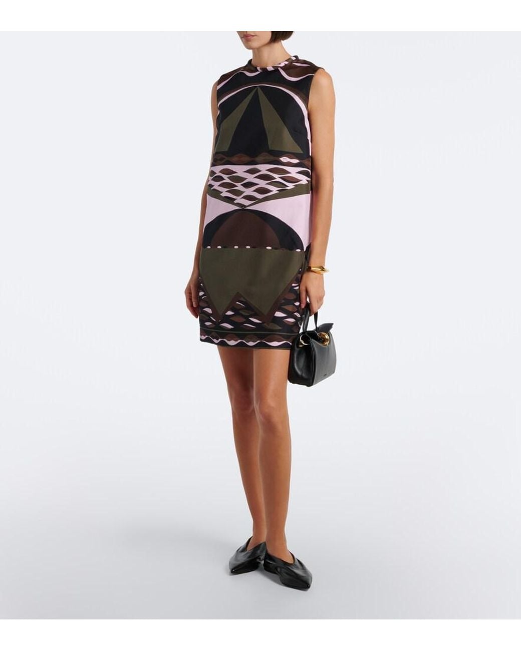 Emilio Pucci Black Dune Silk Twill Shift Dress