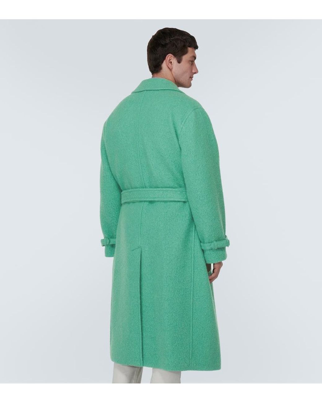 AURALEE Melton Wool And Alpaca Trench Coat in Green for Men AURALEE Melton Wool And Alpaca Trench Coat in Green for Men