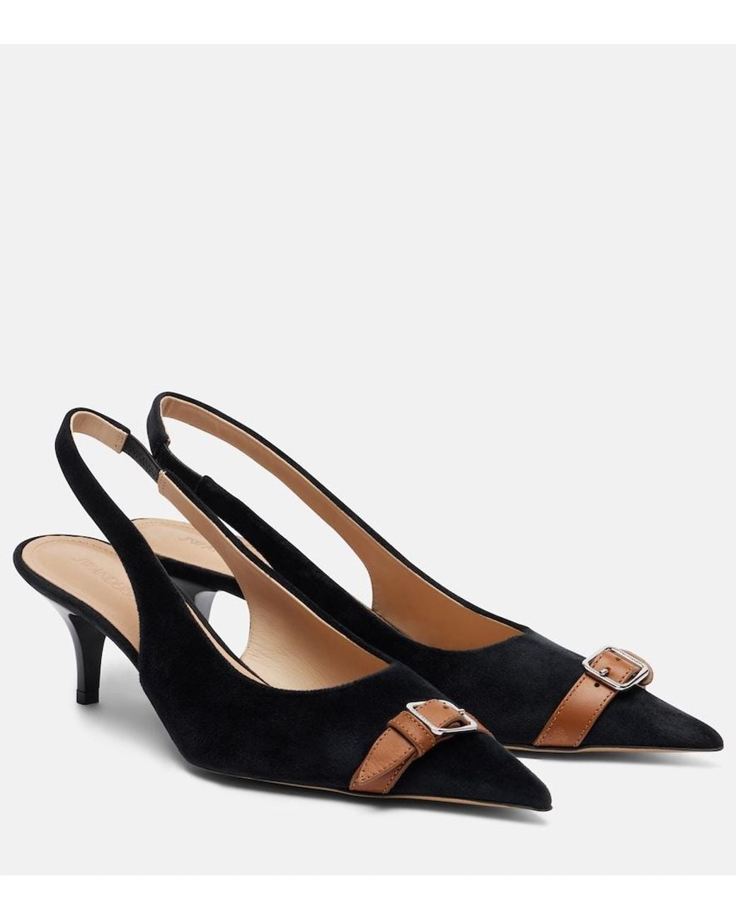 J.W. Anderson Black Leather-Trimmed Velvet Slingback Pumps