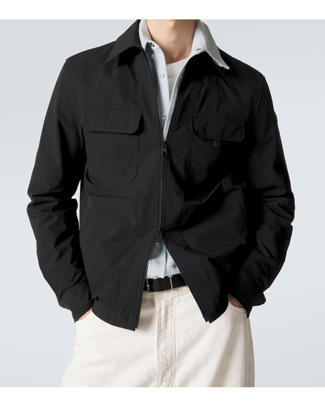 Moncler Black Seersucker Overshirt for men