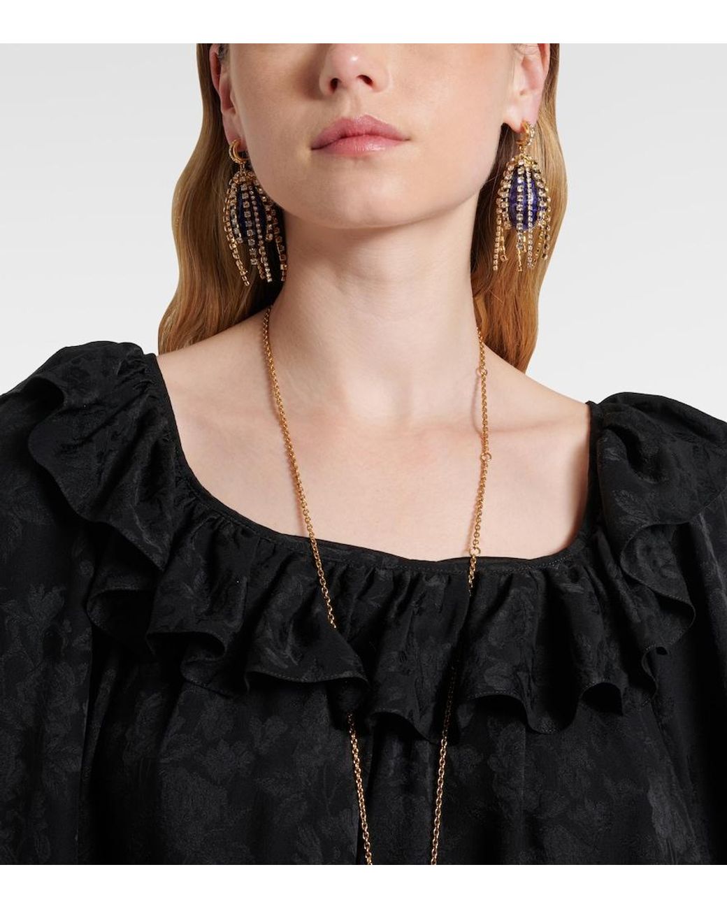Chloé Metallic Crystal-Embellished Drop Earrings