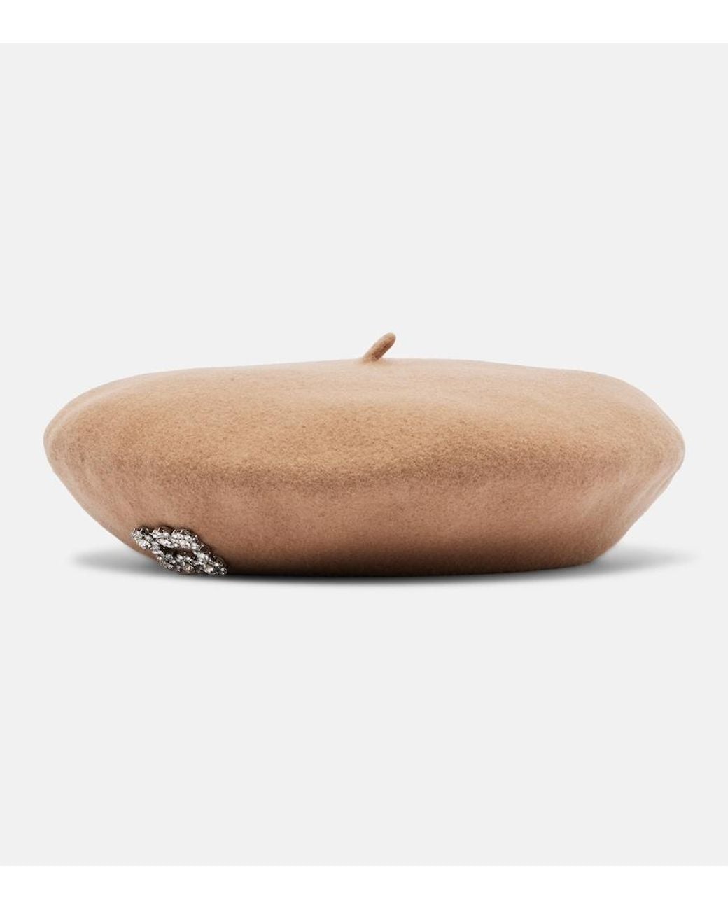 Roger Vivier Natural Embellished Wool Beret