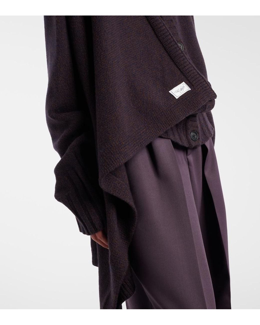 The Attico Blue Scarf-Detail Wool And Cashmere Cardigan