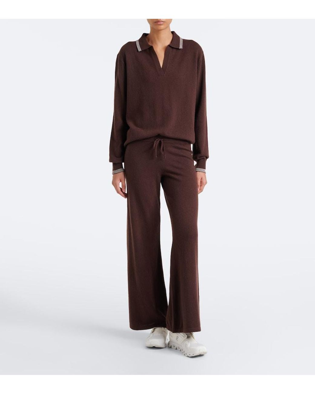 The Upside Brown Coco Amelie Cashmere-Blend Wide-Leg Pants