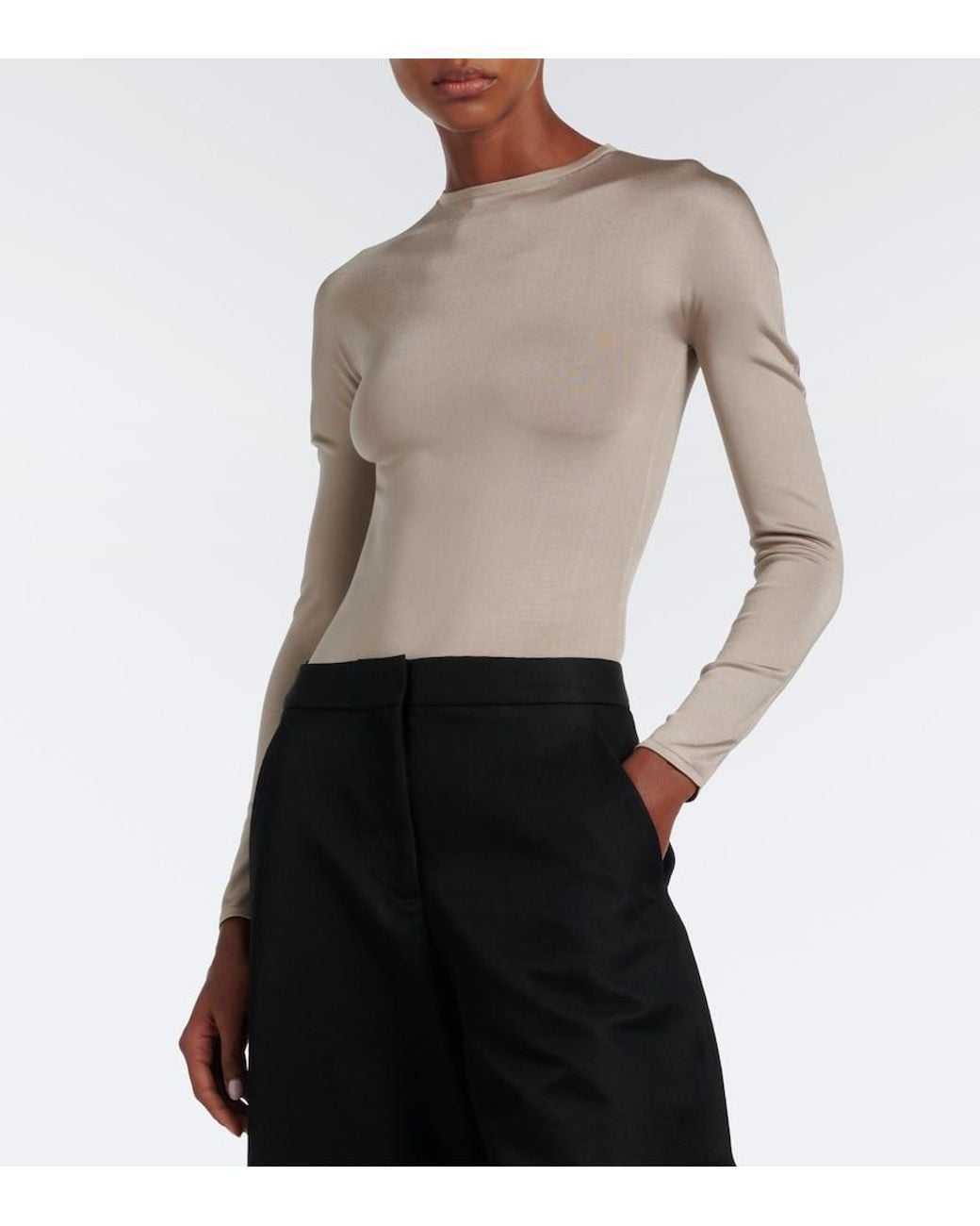 Alaïa Natural Silk-Blend Bodysuit