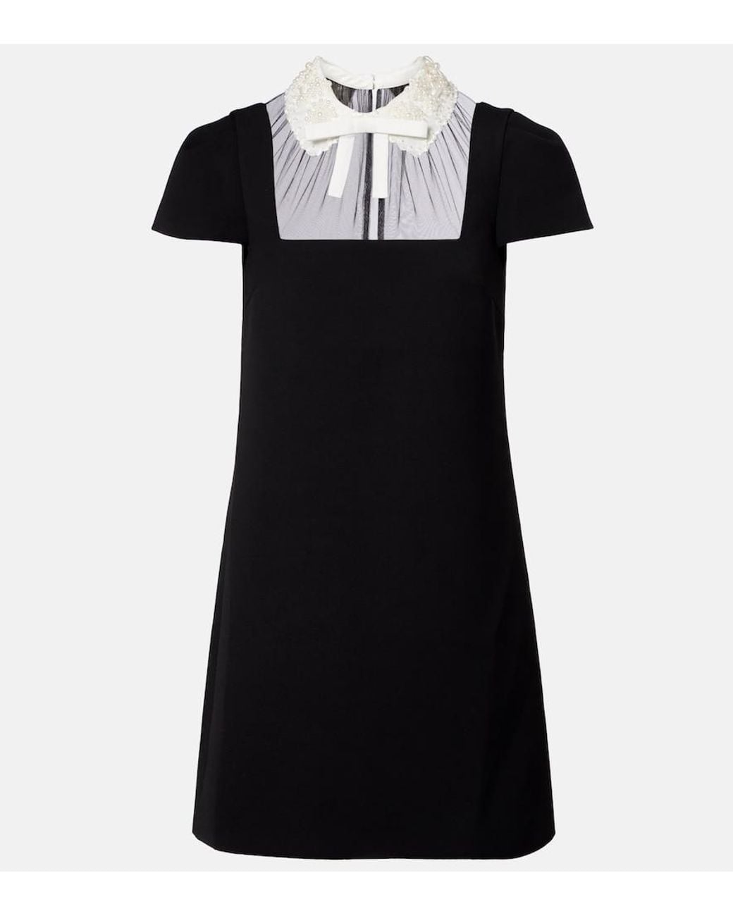 Self-Portrait Black Bow-Detail Crepe Minidress