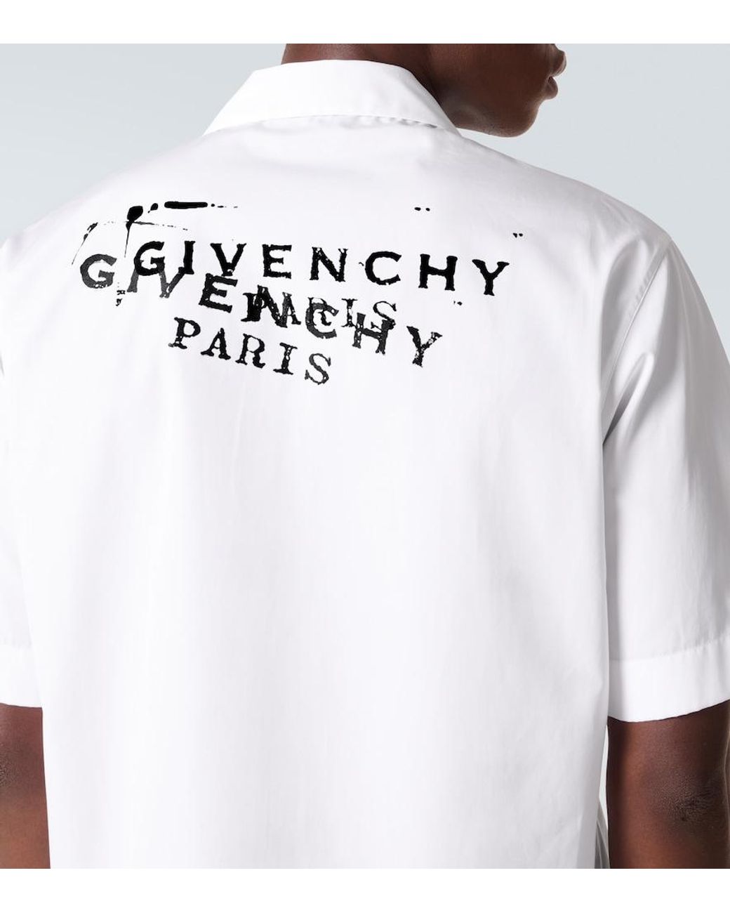 Givenchy White Logo Cotton Poplin Bowling Shirt for men