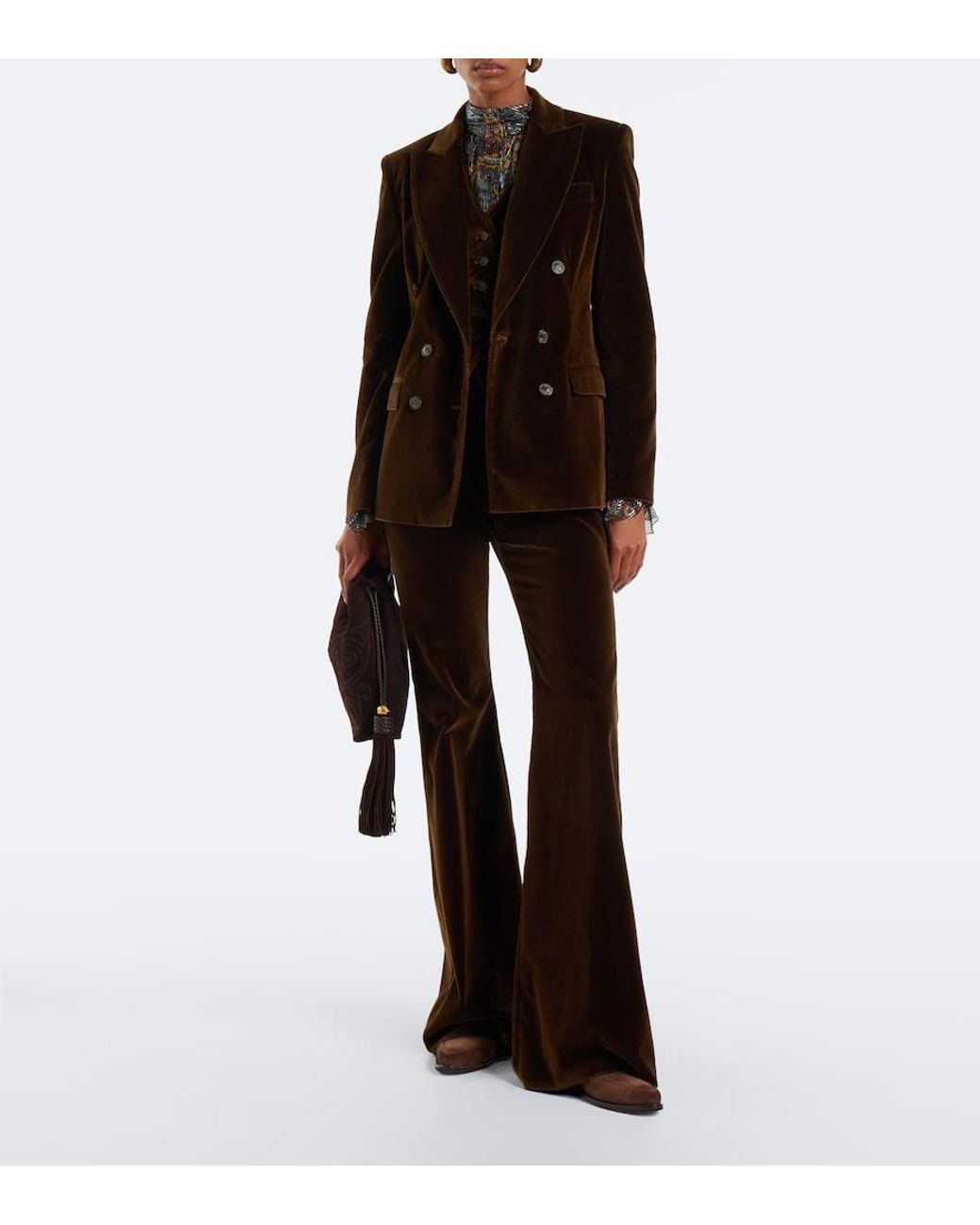 Etro Brown Cotton Velvet Vest