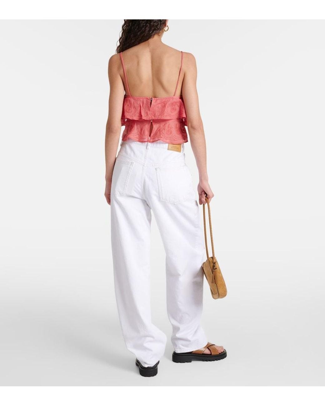 Isabel Marant Red Eliani Ruffled Top
