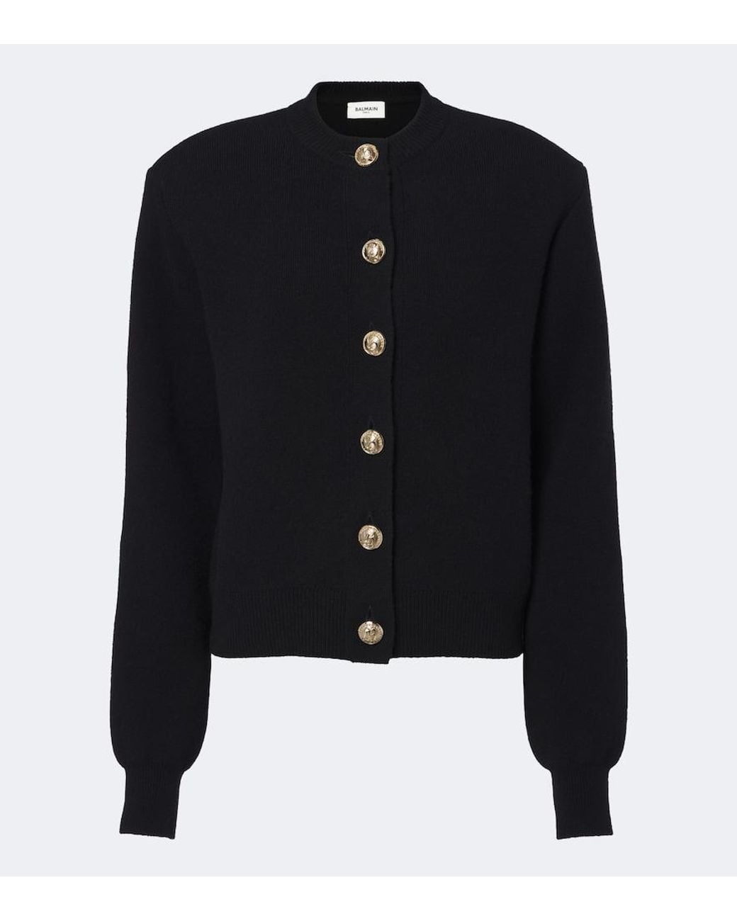 Balmain Black Cashmere And Wool Cardigan