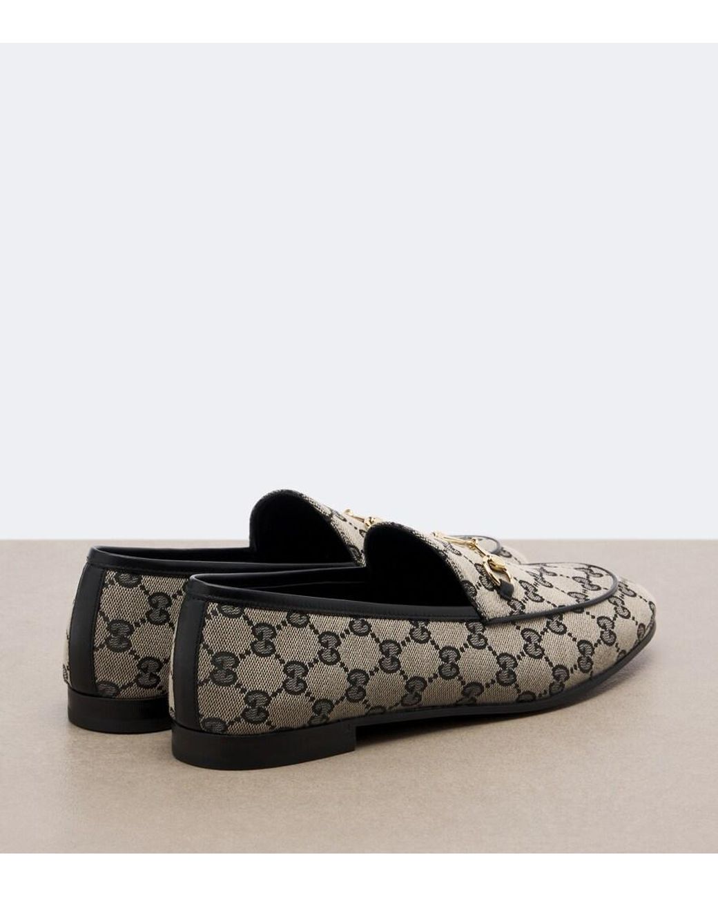 Gucci Gray Jordaan Horsebit Gg Canvas Loafers